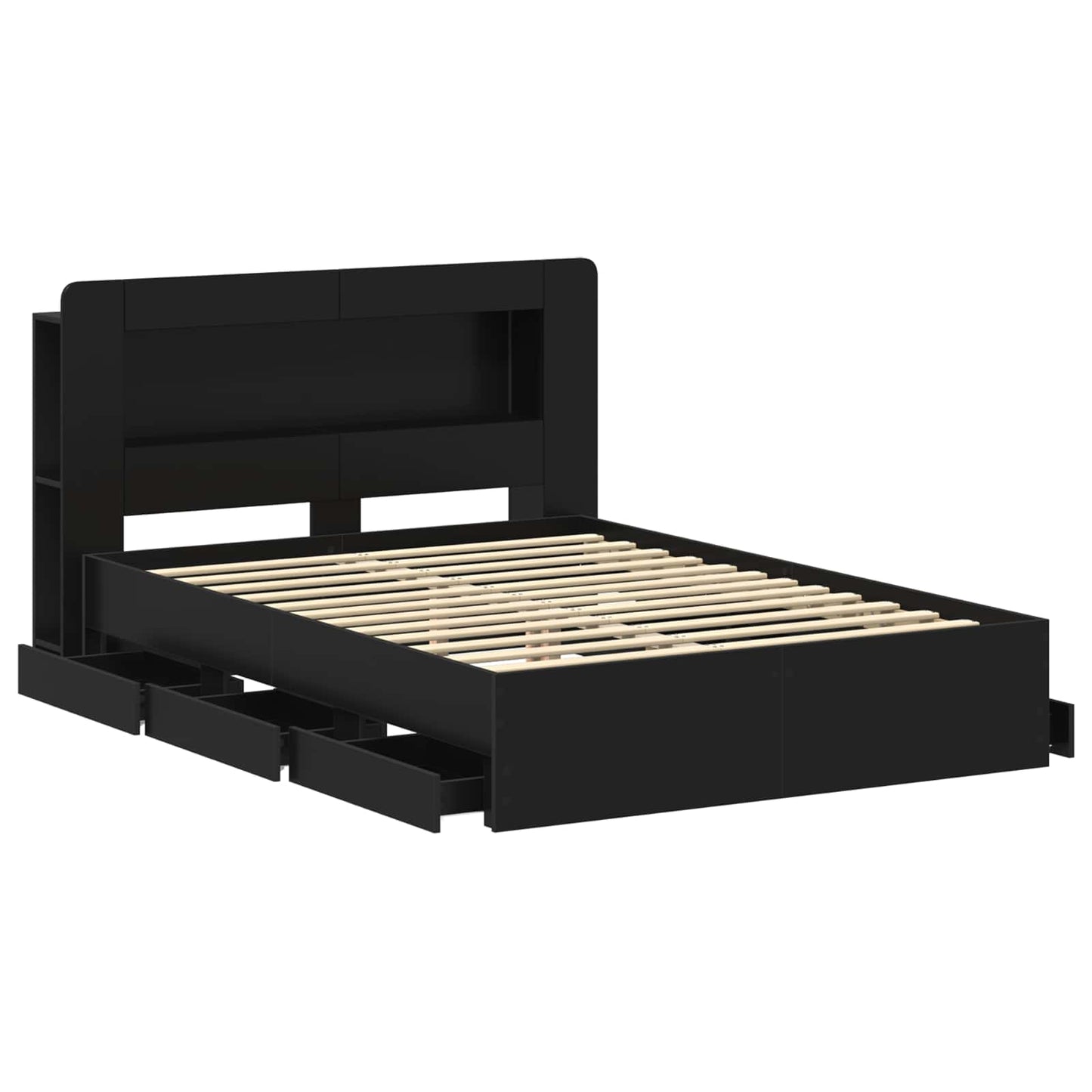 Bed Frame with Storage Black 150 x 200 cm Engineered Wood