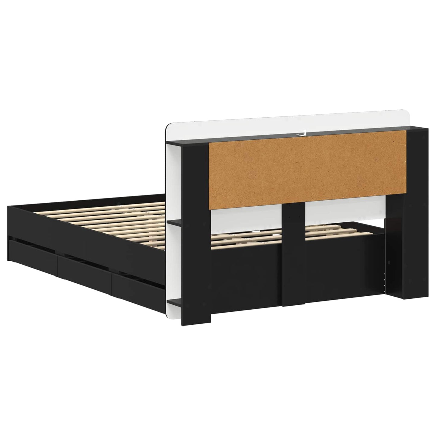 Bed Frame with Storage Black 150 x 200 cm Engineered Wood