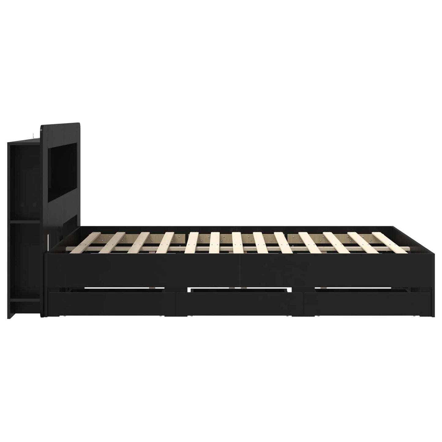 Bed Frame with Storage Black 150 x 200 cm Engineered Wood