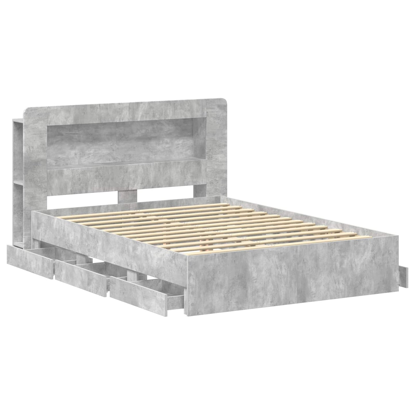 Bed Frame with Storage Concrete Grey 150 x 200 cm