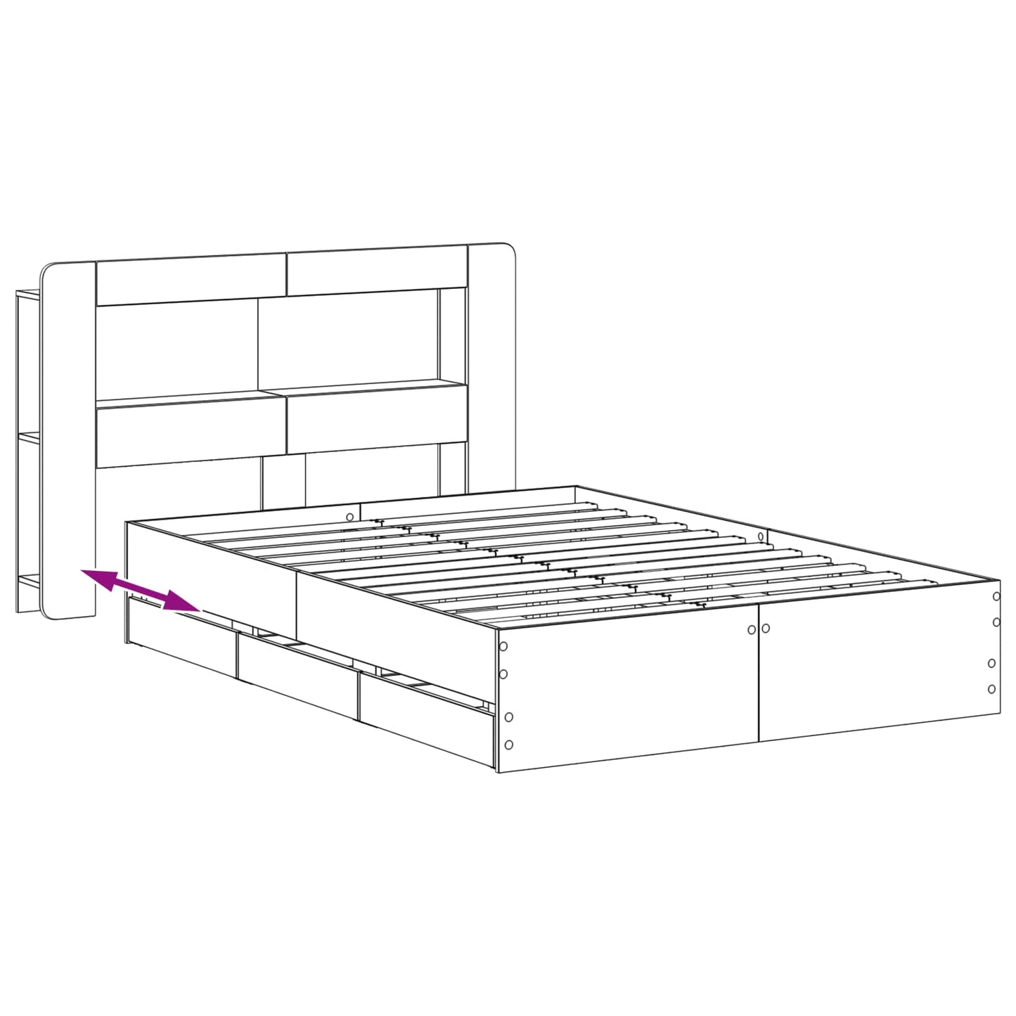 Bed Frame with Storage Concrete Grey 150 x 200 cm
