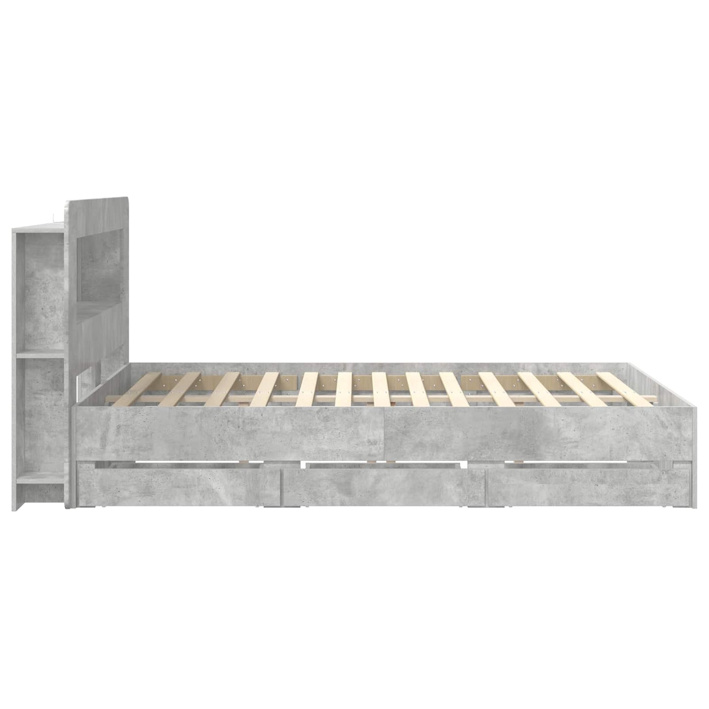 Bed Frame with Storage Concrete Grey 150 x 200 cm