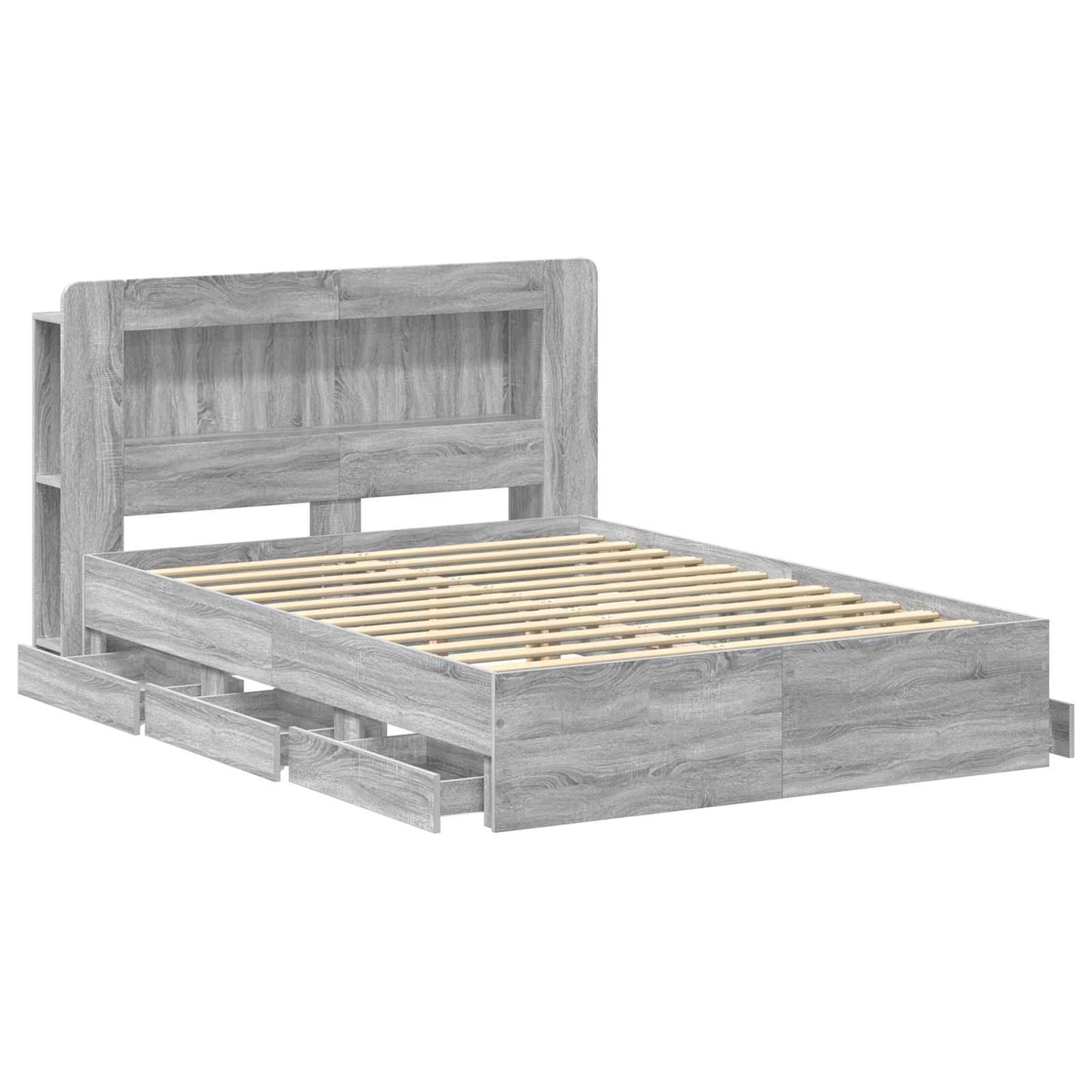 Bed Frame with Storage Grey Sonoma 150 x 200 cm Engineered Wood
