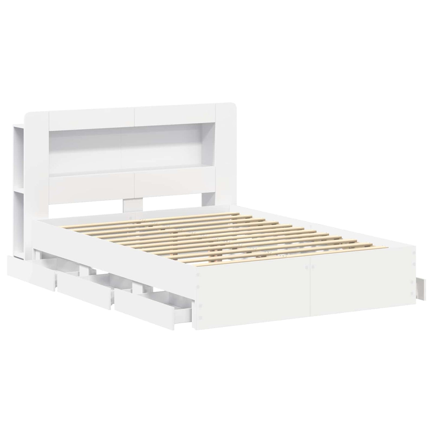 Bed Frame with Storage White 150 x 200 cm Engineered Wood
