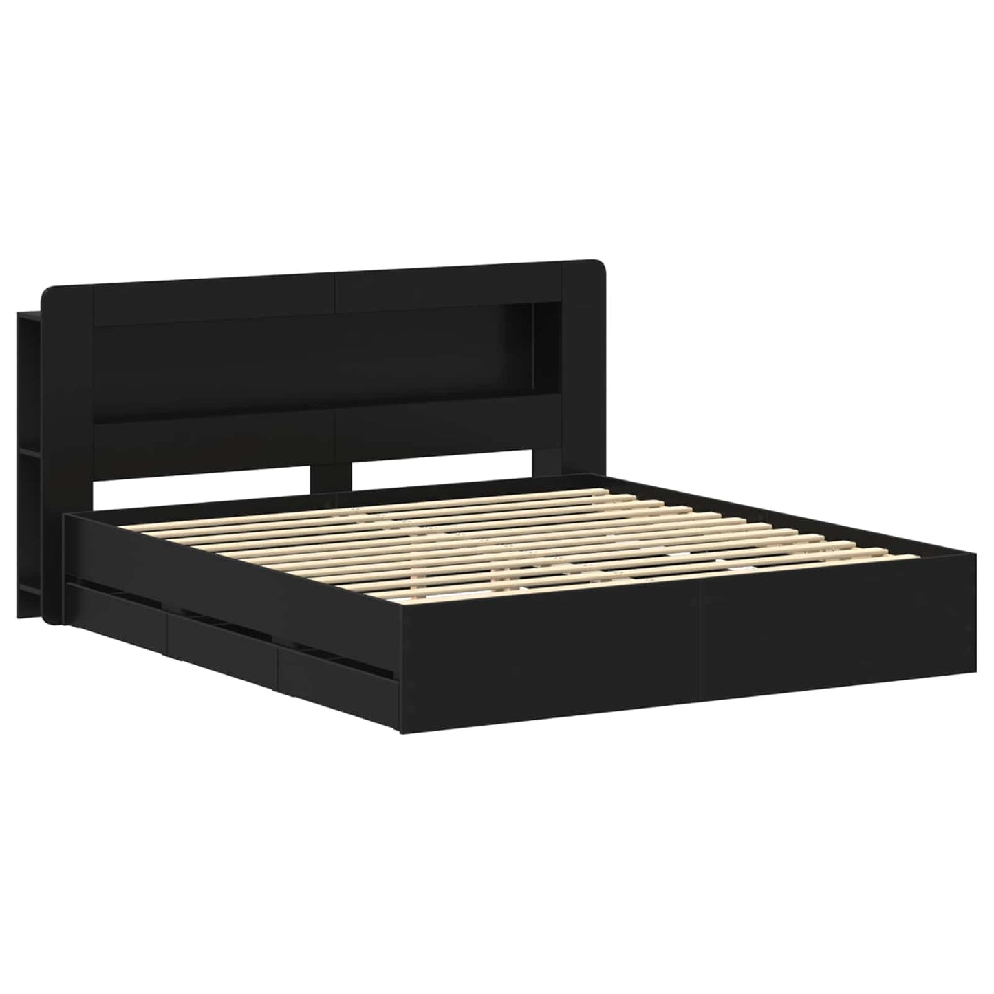 Bed Frame with Storage Black 180 x 200 cm Engineered Wood