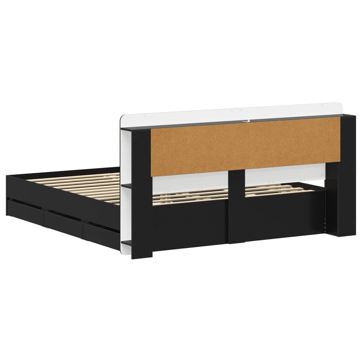 Bed Frame with Storage Black 180 x 200 cm Engineered Wood