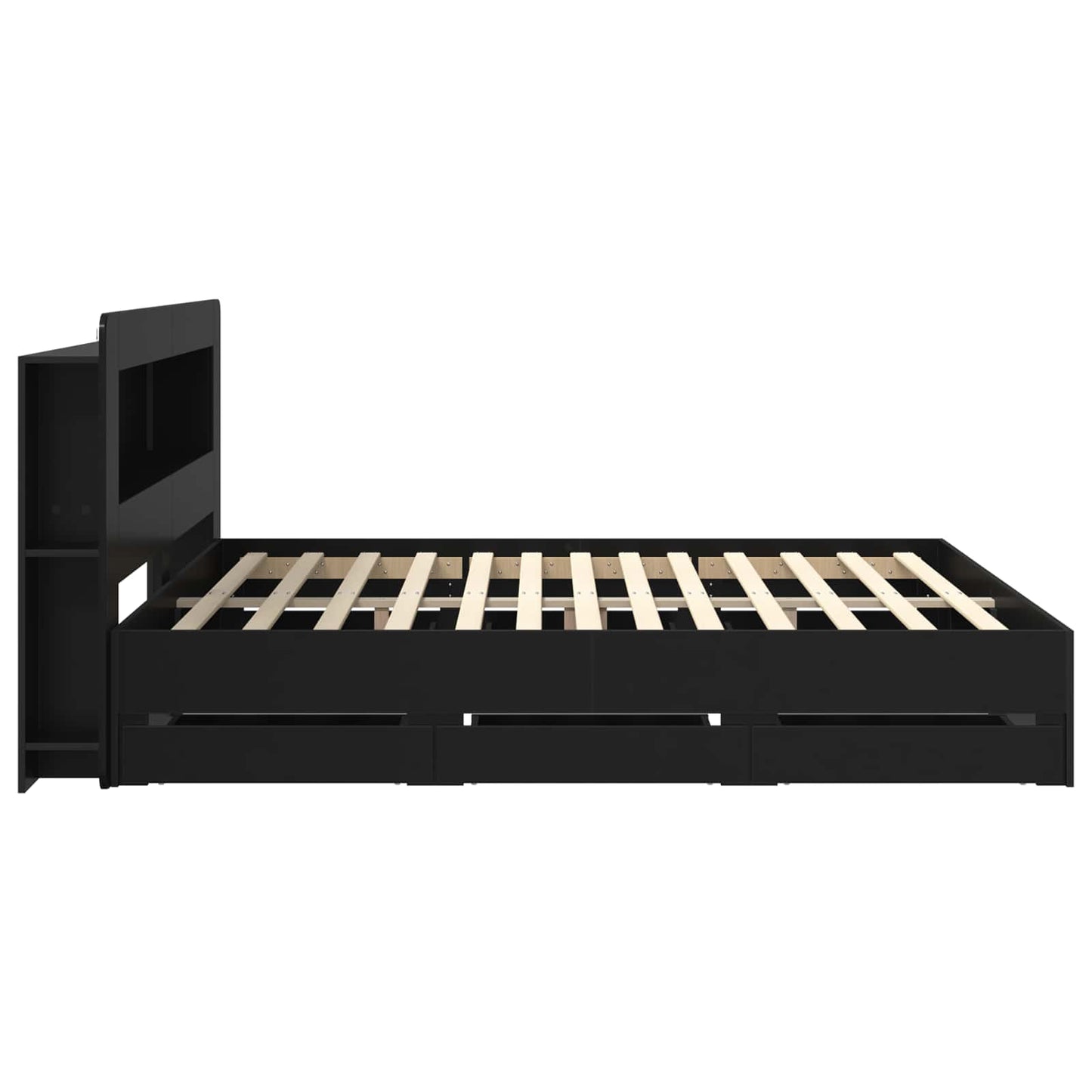 Bed Frame with Storage Black 180 x 200 cm Engineered Wood