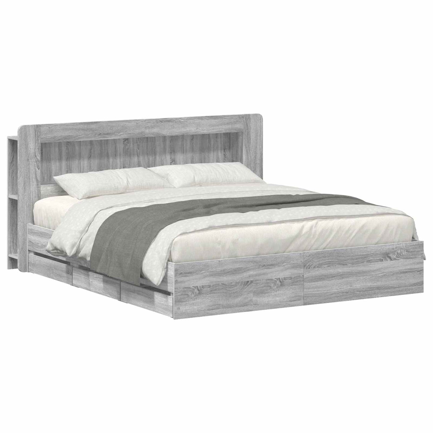 Bed Frame with Storage Grey Sonoma 180 x 200 cm Engineered Wood