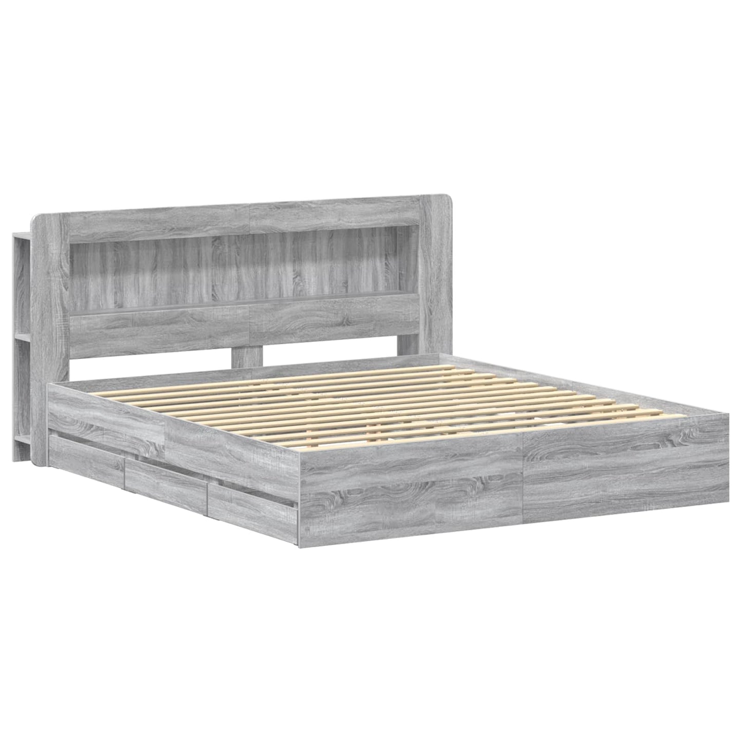 Bed Frame with Storage Grey Sonoma 180 x 200 cm Engineered Wood