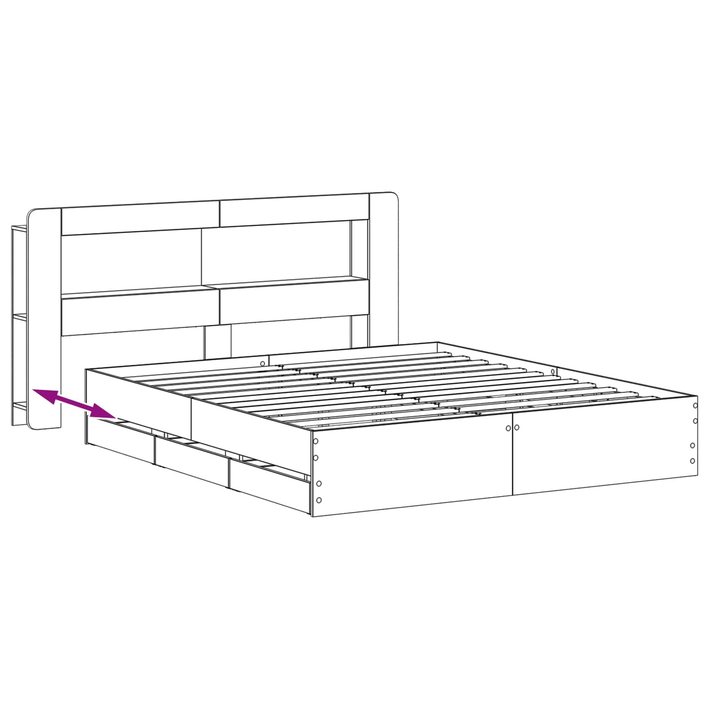Bed Frame with Storage Grey Sonoma 200 x 200 cm Engineered Wood