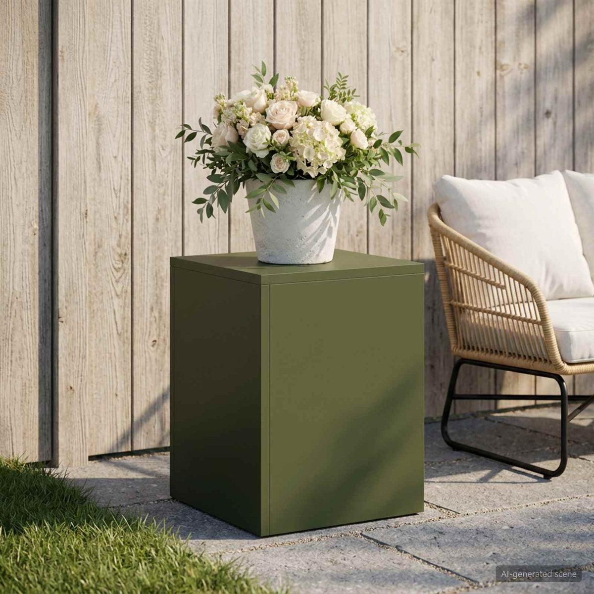 Plant Stand Olive Green 30 x 30 x 40 cm Weathering Steel