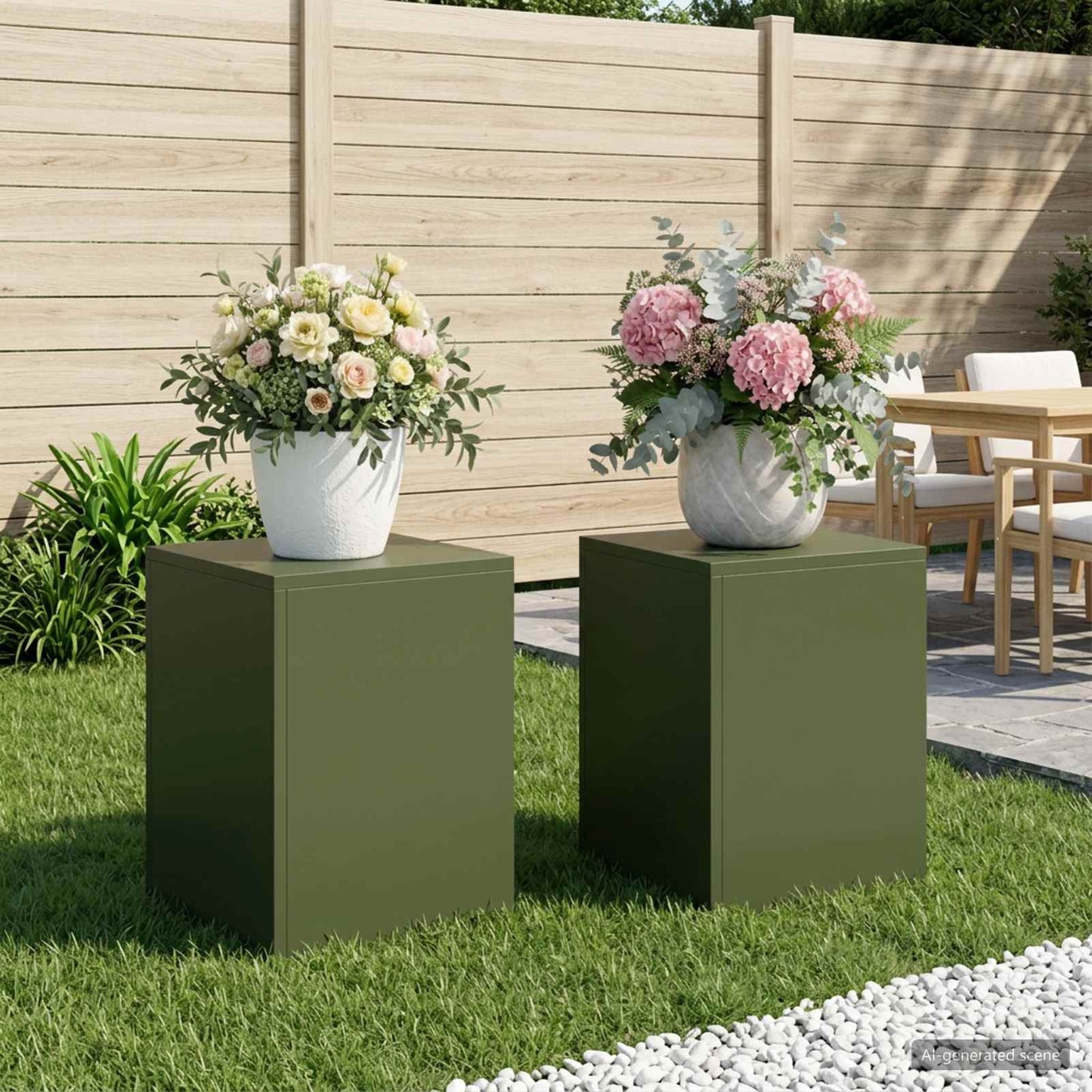Plant Stand 2 pcs Olive Green 30 x 30 x 40 cm Steel