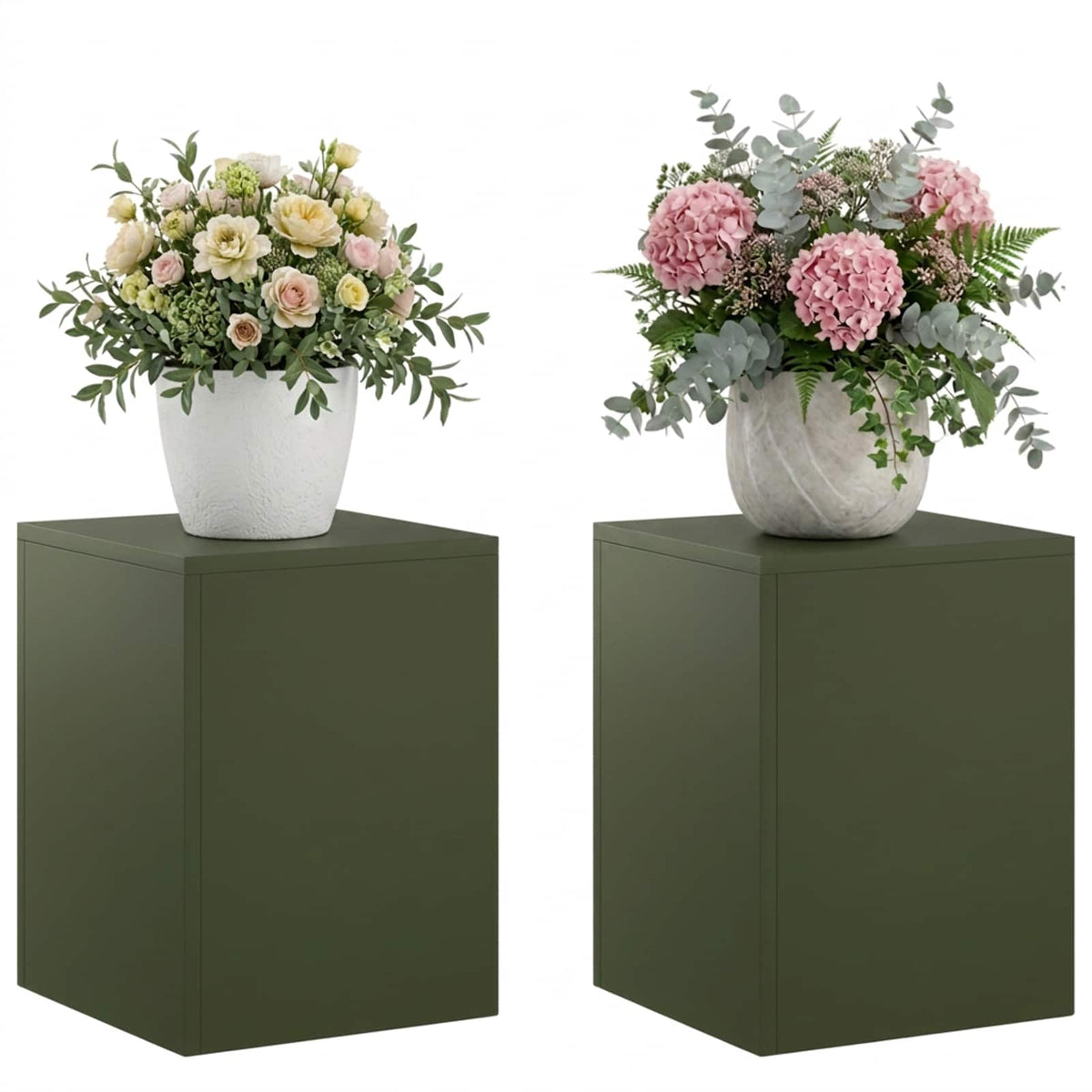 Plant Stand 2 pcs Olive Green 30 x 30 x 40 cm Steel