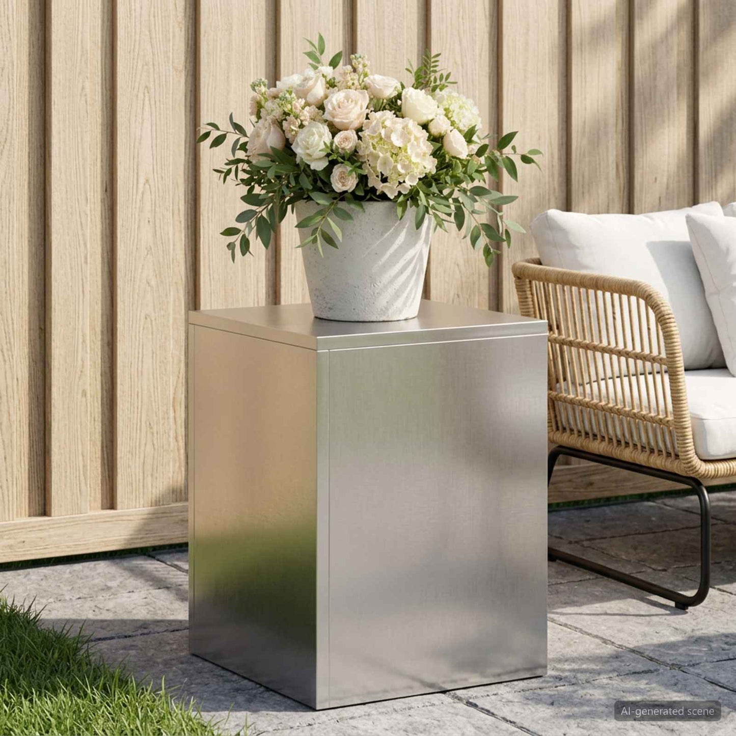 Plant Stand Silver 30 x 30 x 40 cm Steel