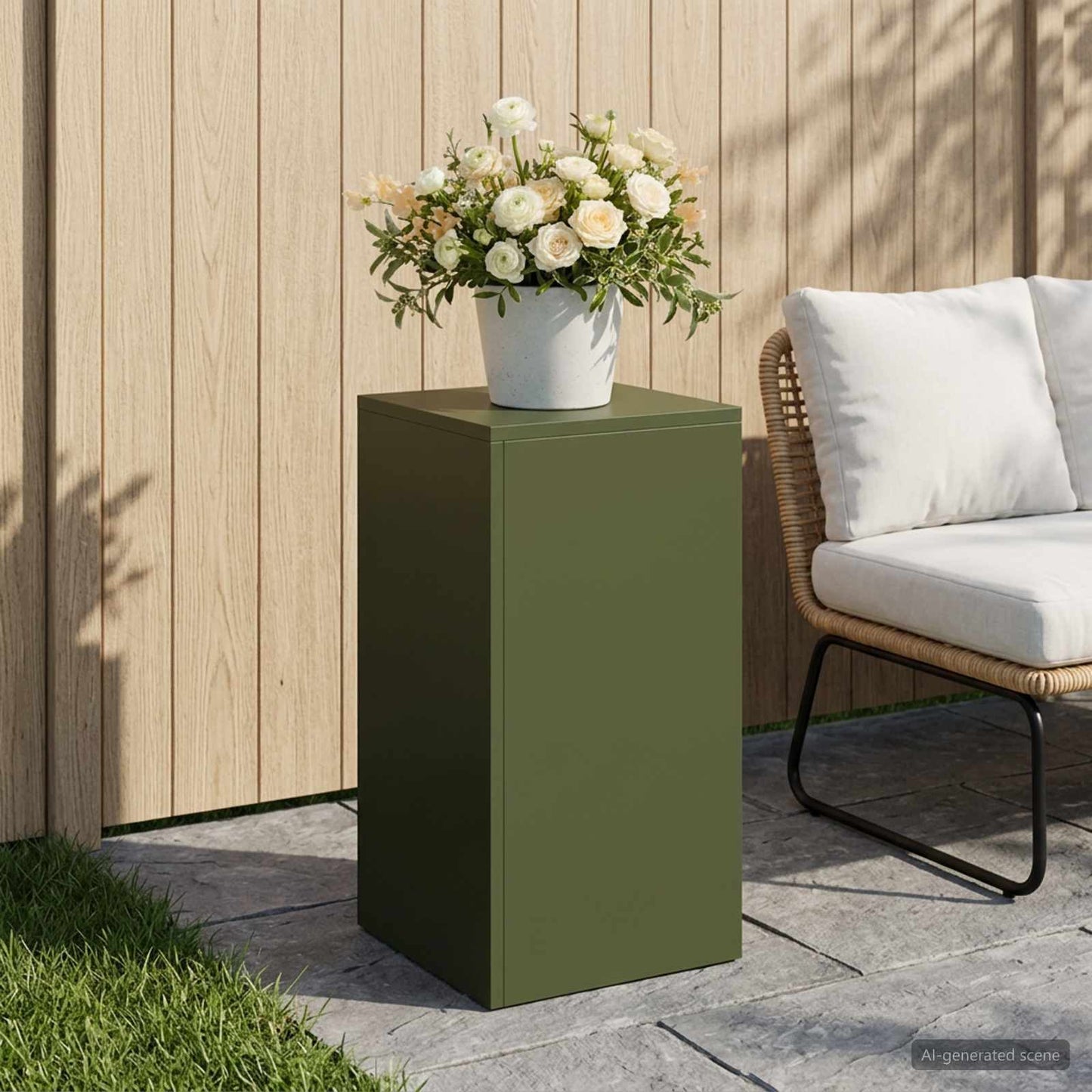 Plant Stand Olive Green 30 x 30 x 60 cm Weathering Steel