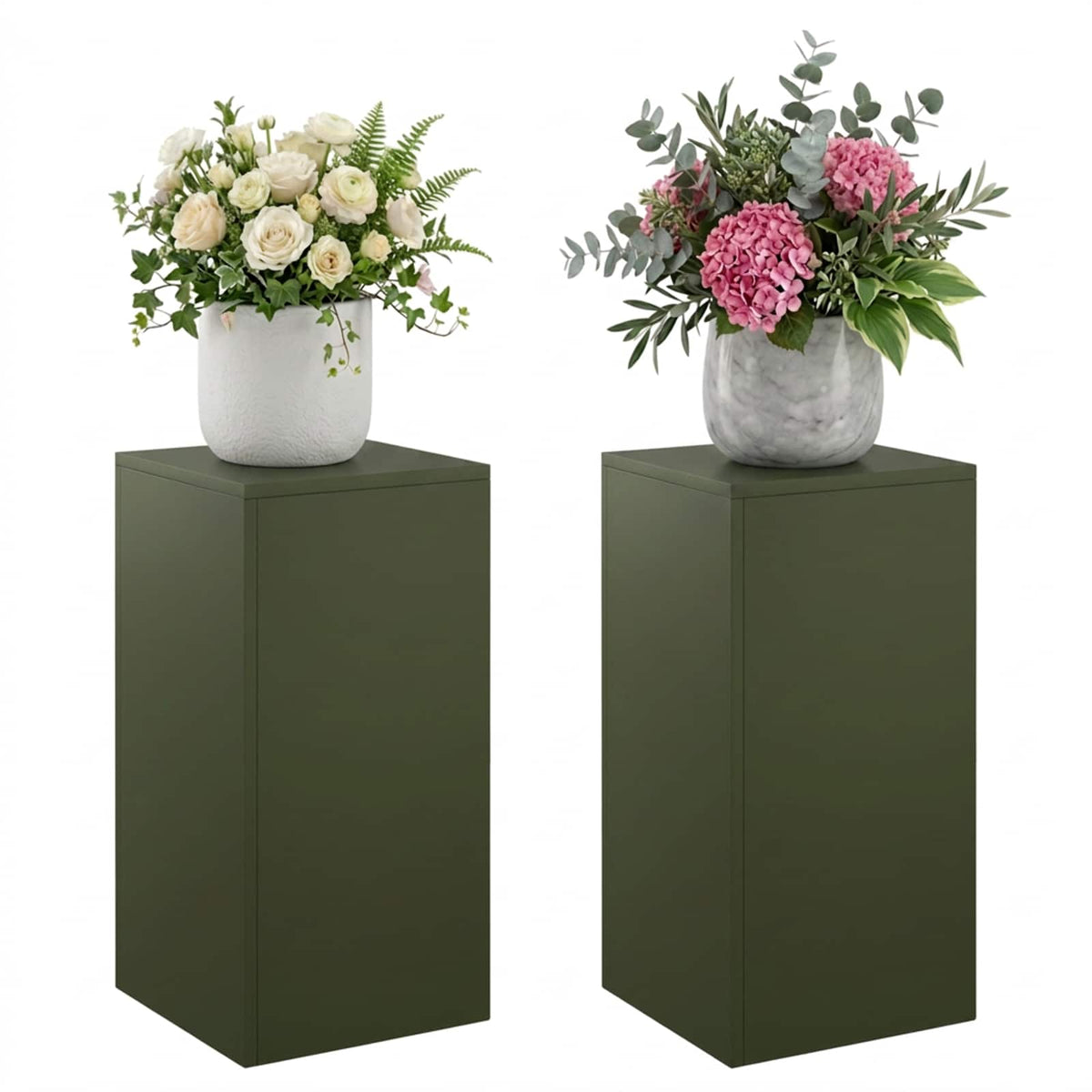 Plant Stand 2 pcs Olive Green 30 x 30 x 60 cm Steel