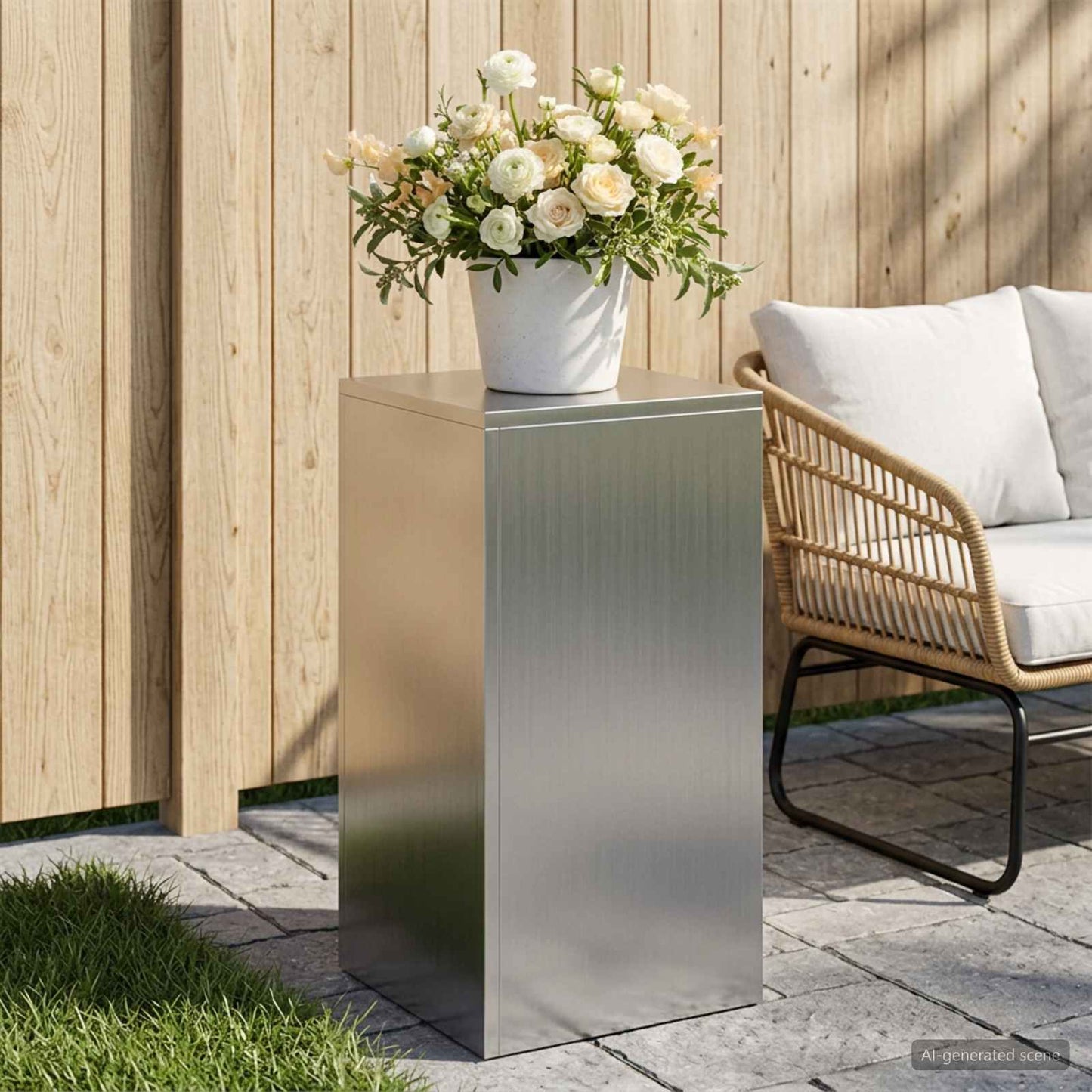 Plant Stand Silver 30 x 30 x 60 cm Steel