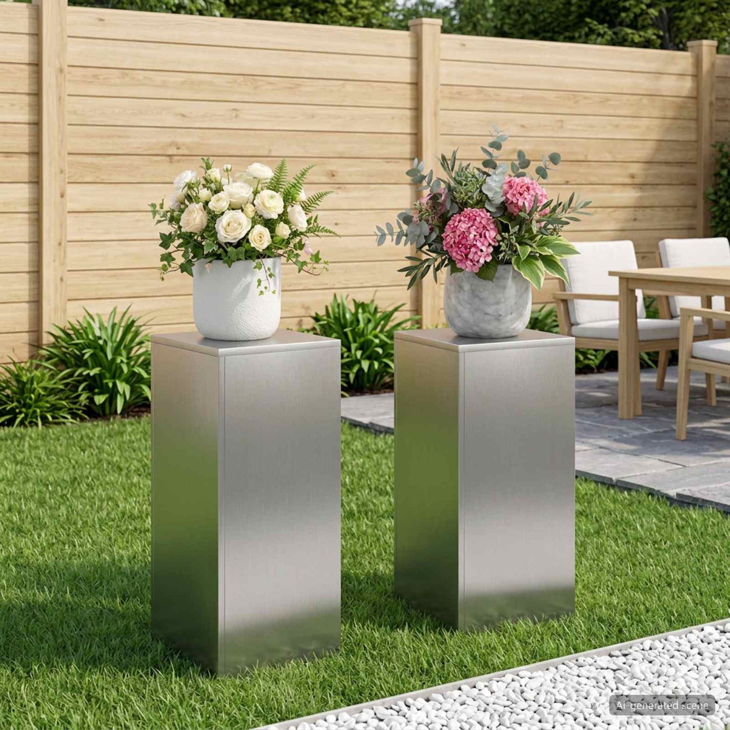 Plant Stand 2 pcs Silver 30 x 30 x 60 cm Stainless Steel