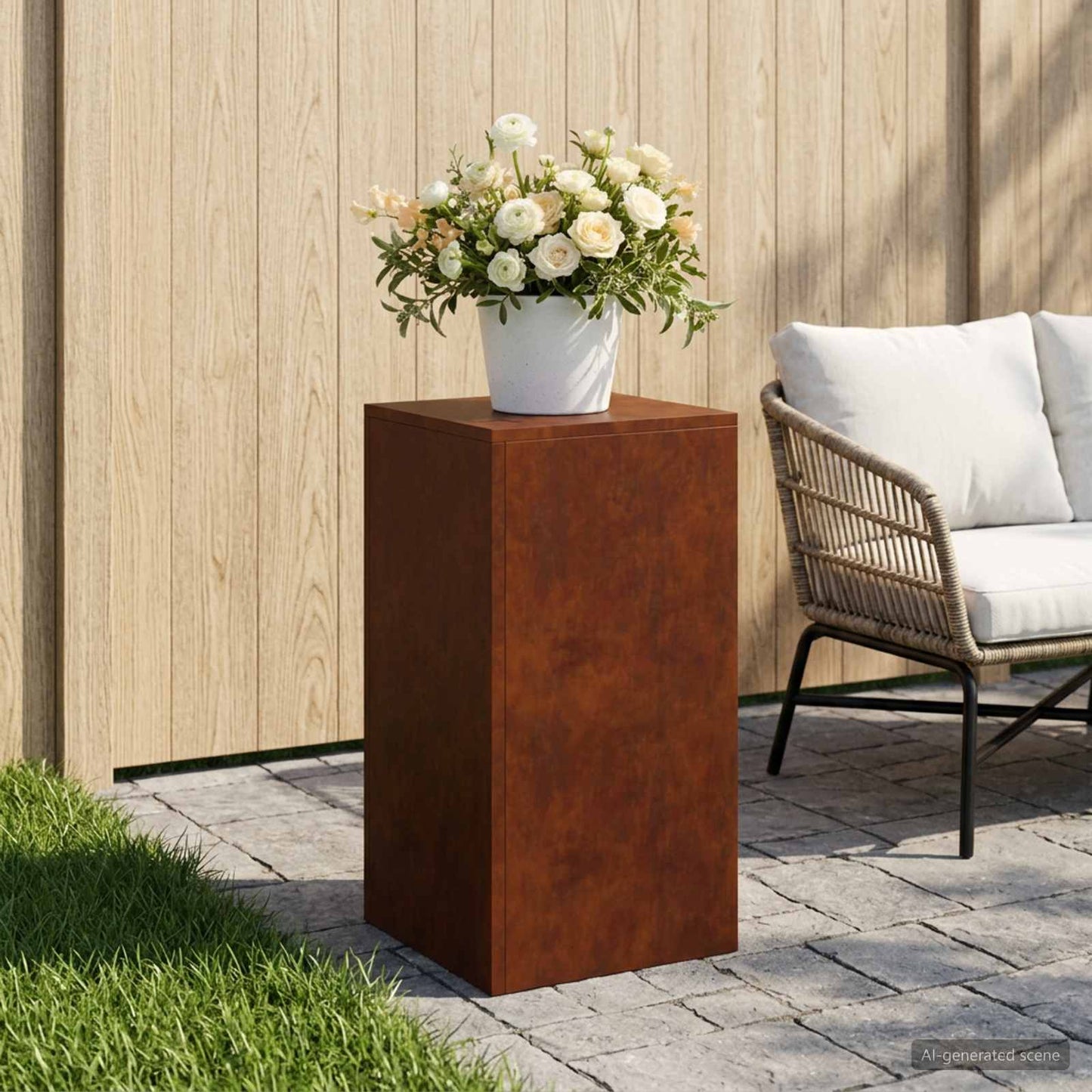 Plant Stand Rusty 30 x 30 x 60 cm Weathering Steel