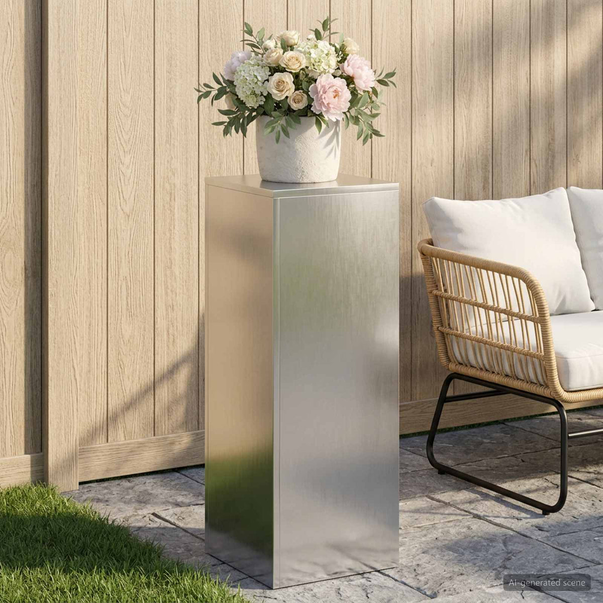 Plant Stand Silver 30 x 30 x 80 cm Steel