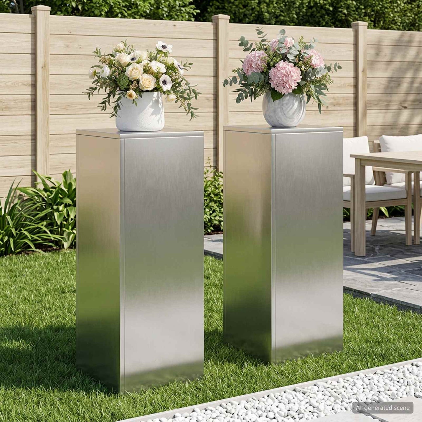 Plant Stand 2 pcs Silver 30 x 30 x 80 cm Steel