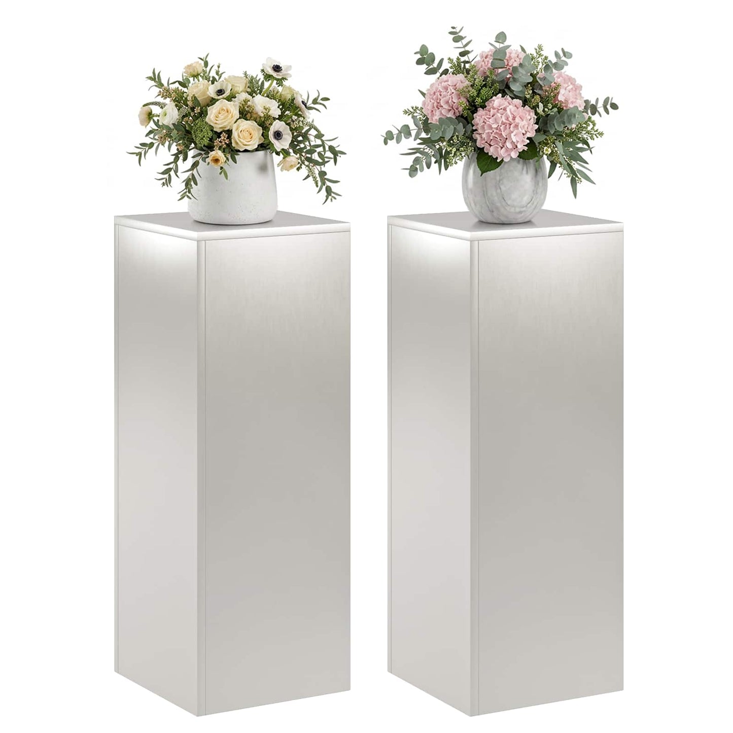 Plant Stand 2 pcs Silver 30 x 30 x 80 cm Steel