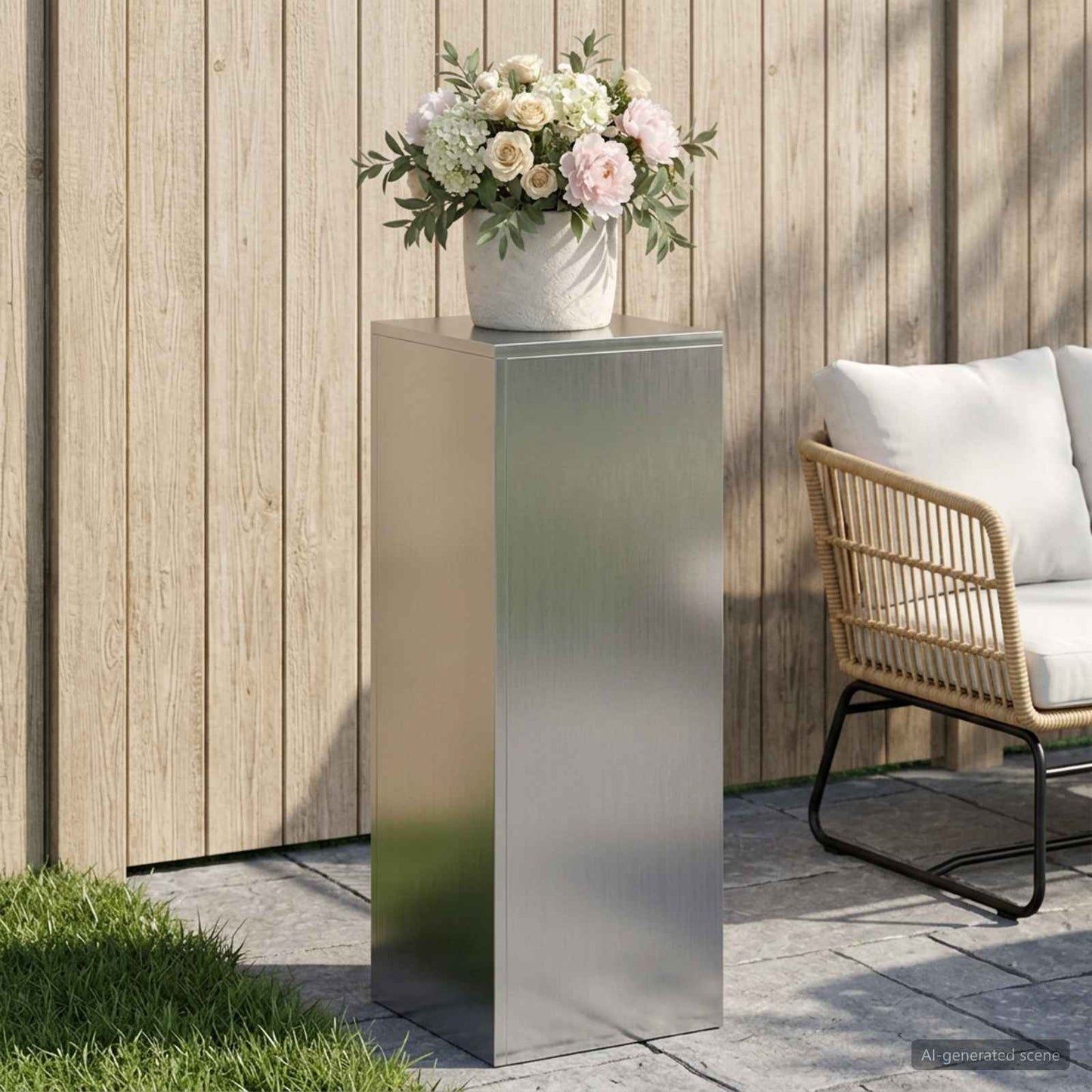Plant Stand Silver 30 x 30 x 80 cm Steel