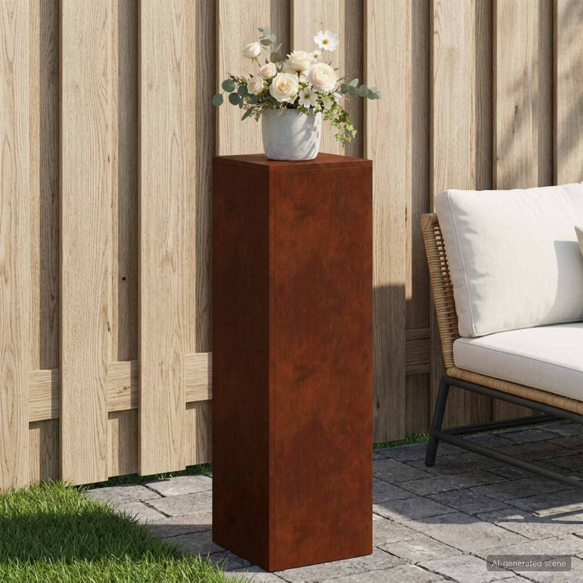 Plant Stand Rusty 30 x 30 x 100 cm Weathering Steel