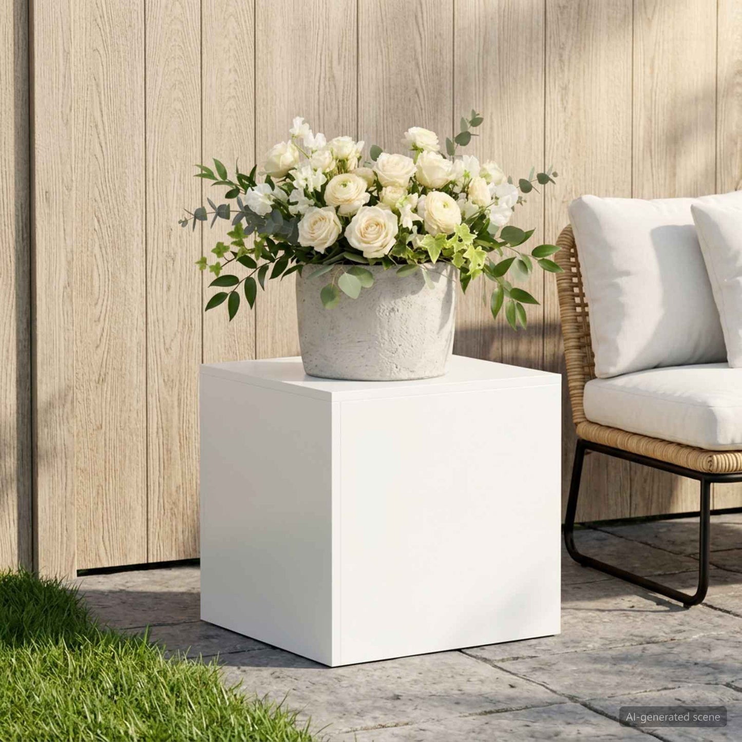 Plant Stand White 40 x 40 x 40 cm Steel