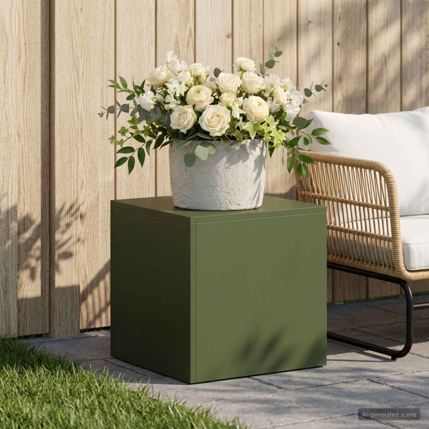 Plant Stand Olive Green 40 x 40 x 40 cm Weathering Steel