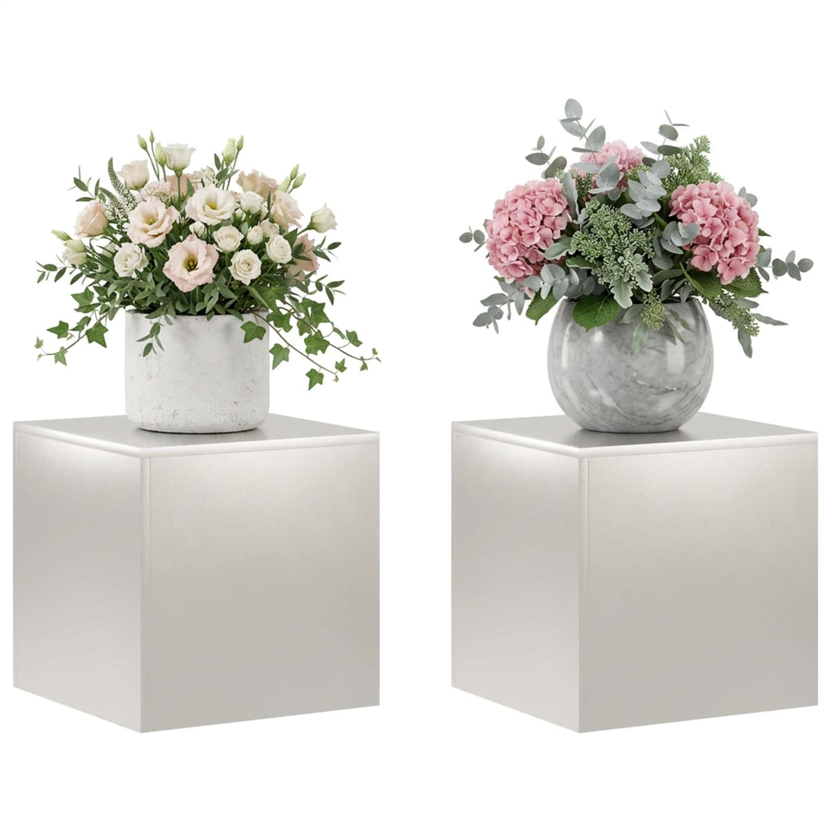 Plant Stand 2 pcs Silver 40 x 40 x 40 cm Steel