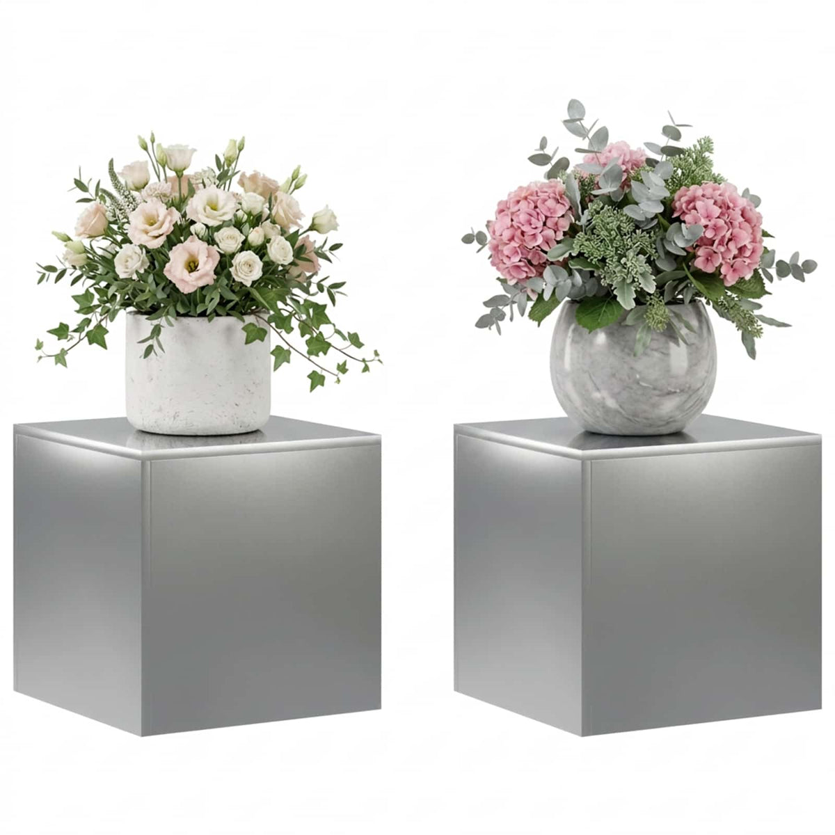 Plant Stand 2 pcs Silver 40 x 40 x 40 cm Stainless Steel