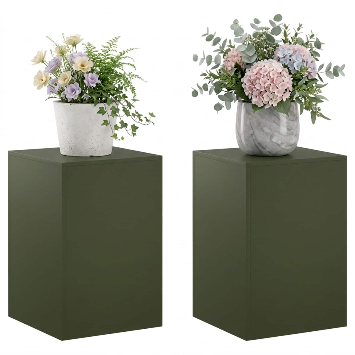 Plant Stand 2 pcs Olive Green 40 x 40 x 60 cm Steel