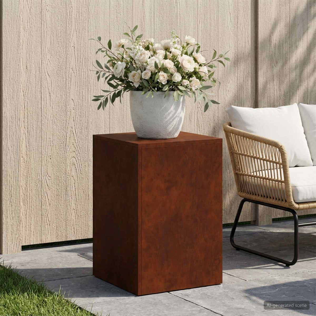 Plant Stand Rusty 40 x 40 x 60 cm Weathering Steel