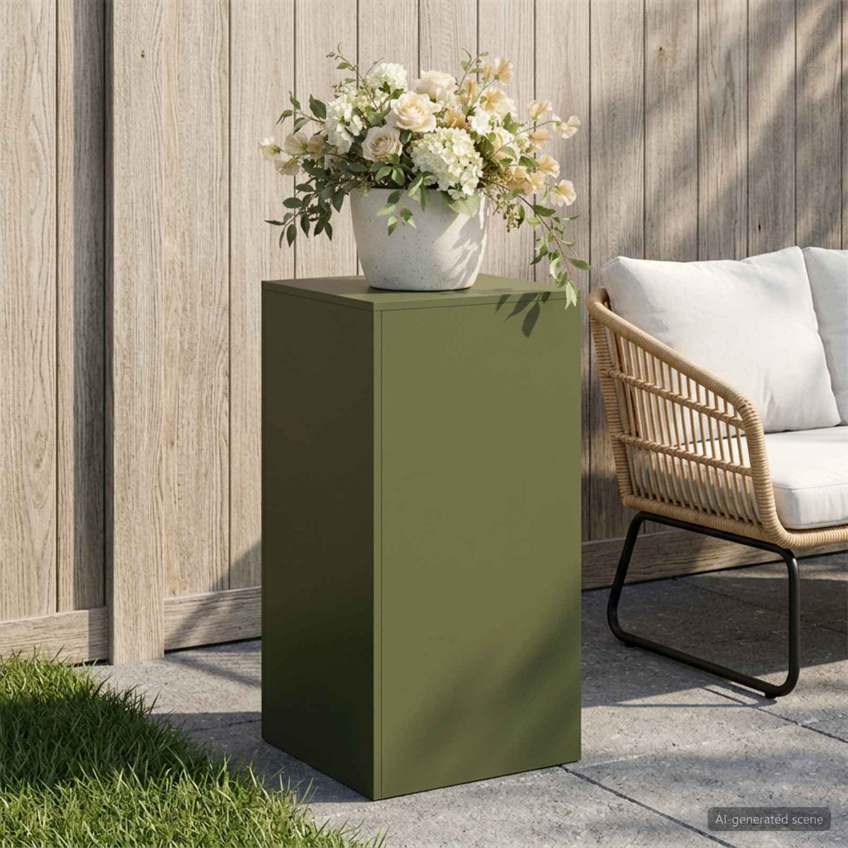 Plant Stand Olive Green 40 x 40 x 80 cm Weathering Steel