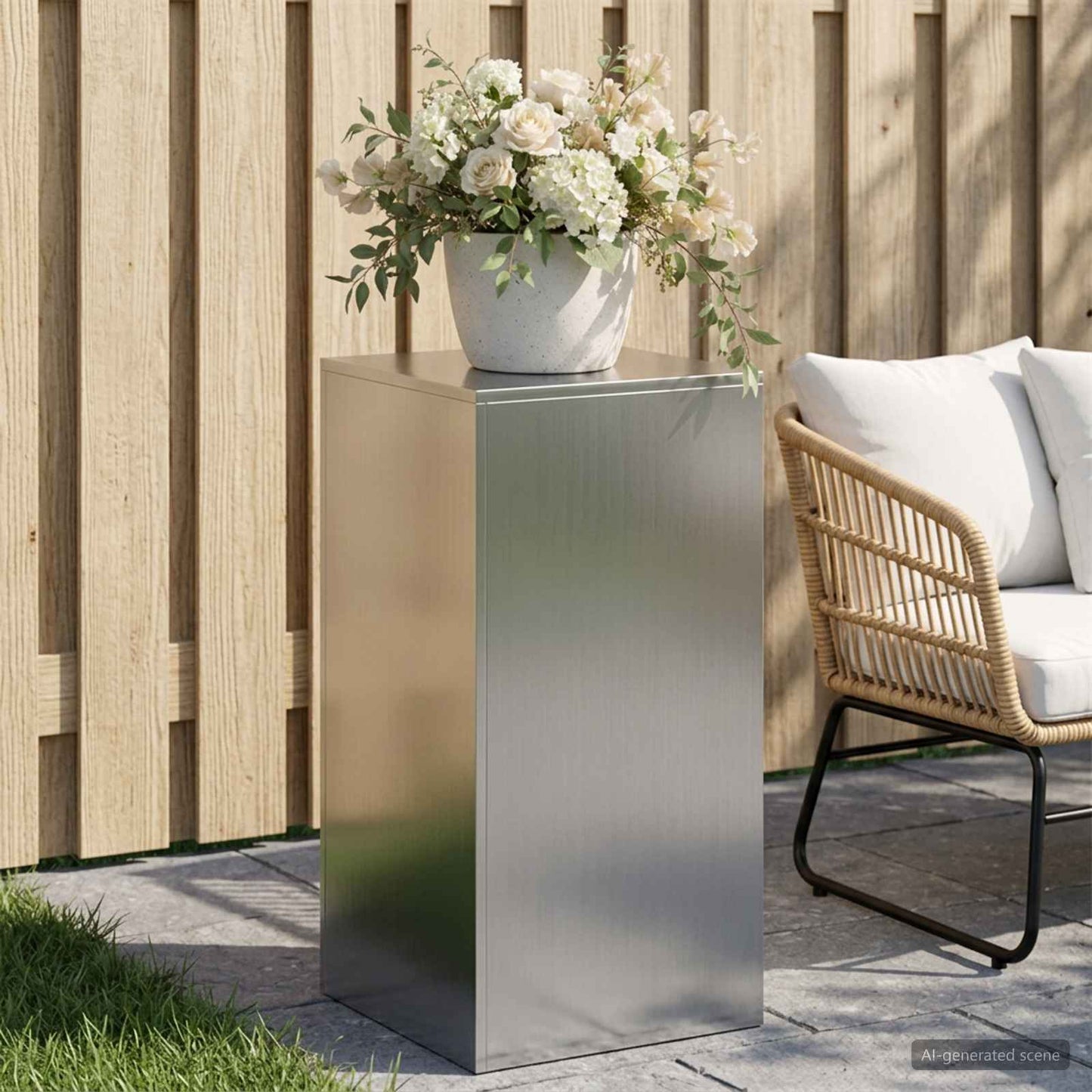 Plant Stand Silver 40 x 40 x 80 cm Steel