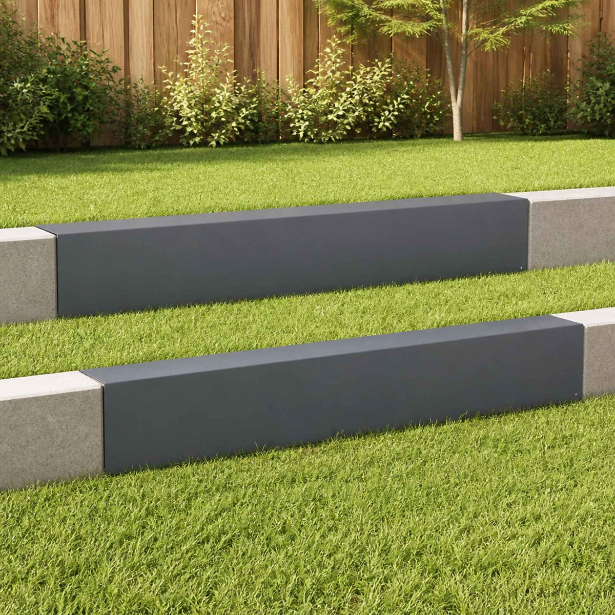 Garden Cover Profile 2 pcs 100 x 10 x 15 cm Steel Anthracite
