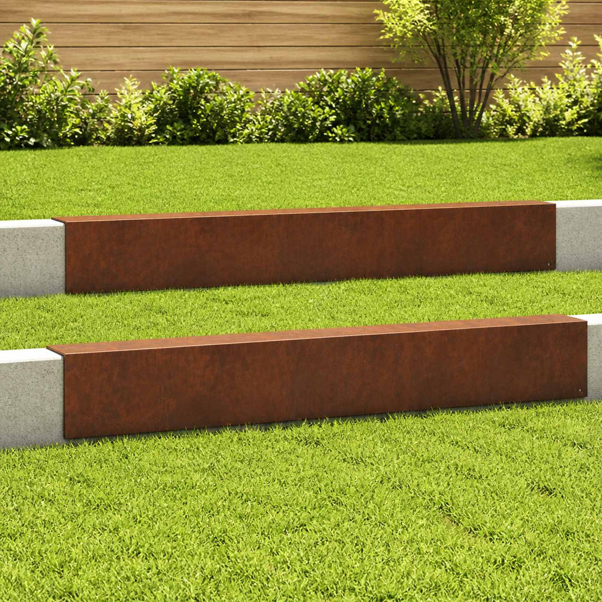 Garden Cover Profile 2 pcs 100 x 6 x 15 cm Weathering Steel