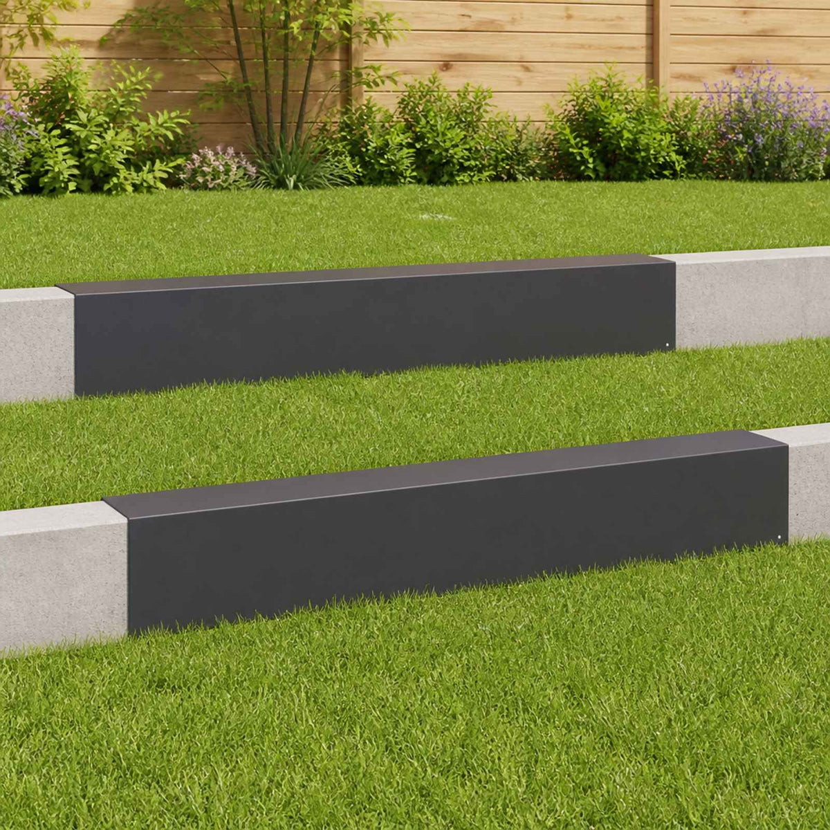 Garden Cover Profile 2 pcs 100 x 15 x 15 cm Steel Black
