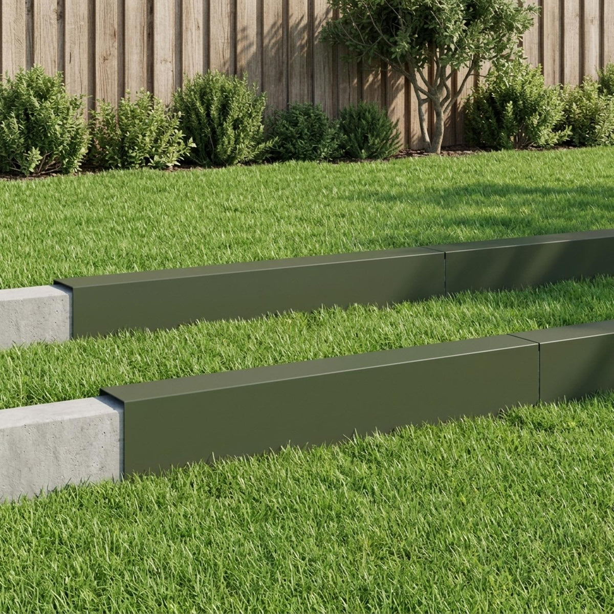 Garden Cover Profile 10 pcs 100 x 20 x 15 cm Steel Olive Green