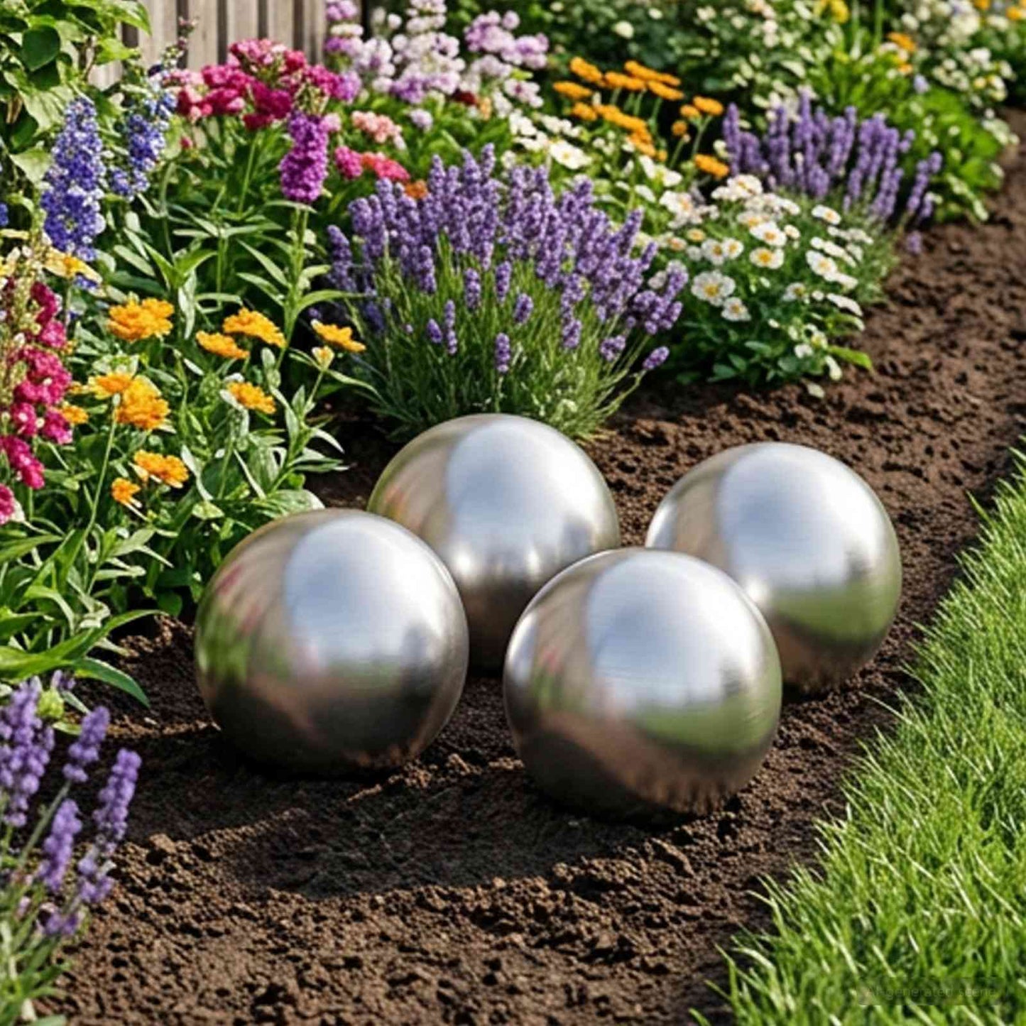 Brushed Ball 4 pcs Ø 10 cm Silver Stainless Steel 201