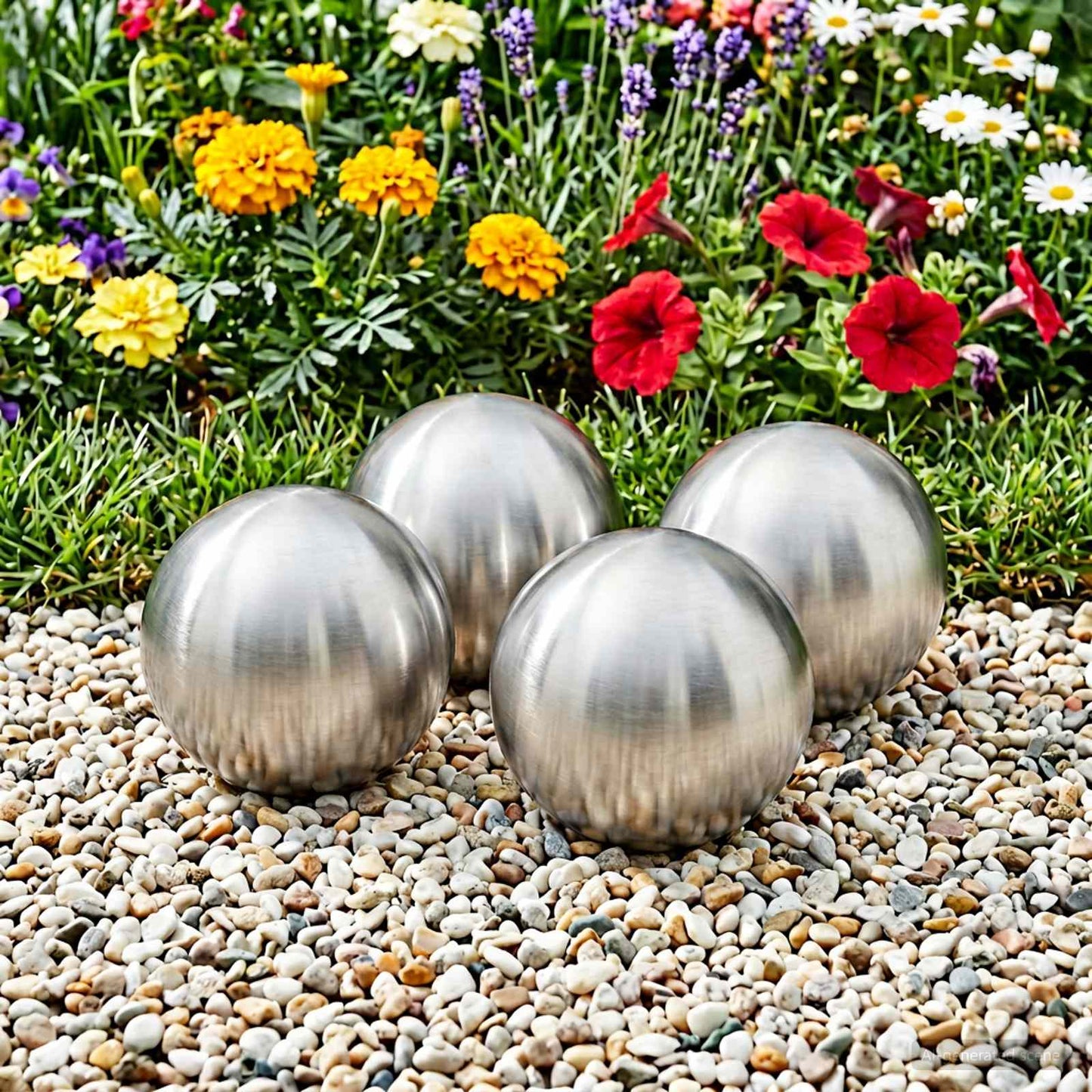 Brushed Ball 4 pcs Ø 10 cm Silver Stainless Steel 201