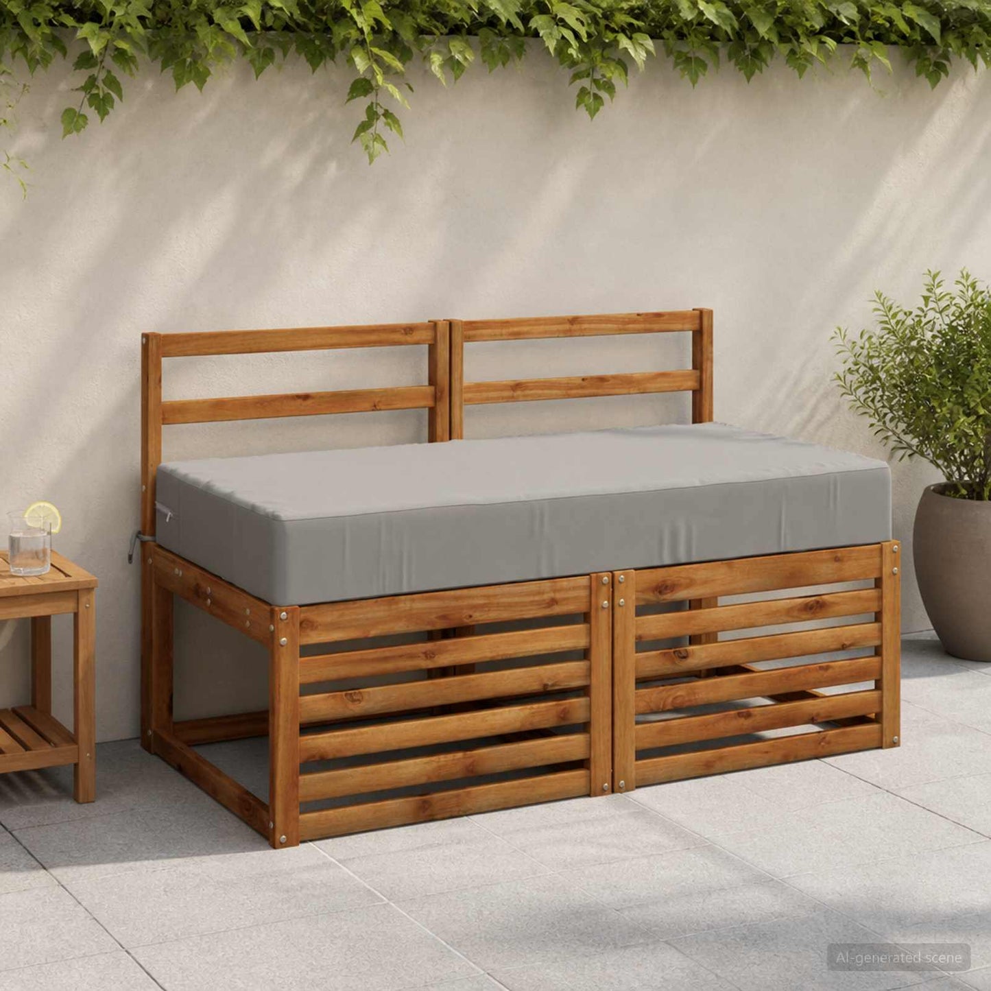Seat Cushion SOEST 100% Polyester Grey 120 x 80 x 15 cm
