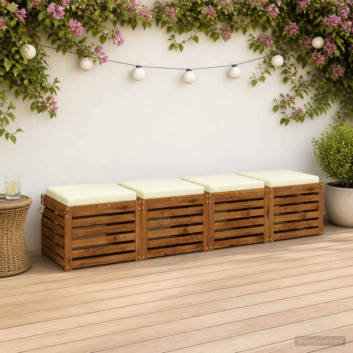 Seat Cushions SOEST 4 pcs 100% Polyester Cream 50 x 50 x 5 cm