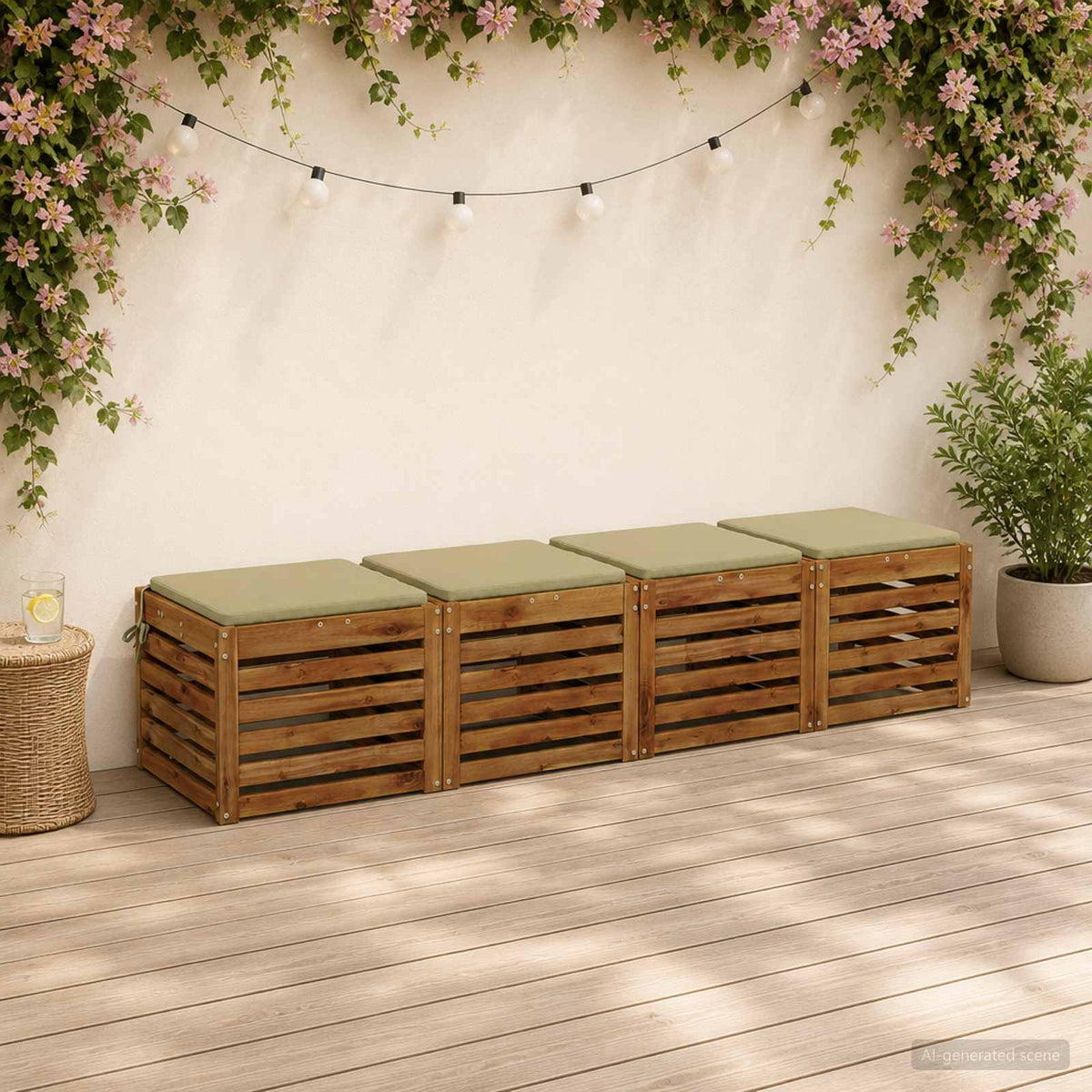 Seat Cushions SOEST 4 pcs 100% Polyester Light Green
