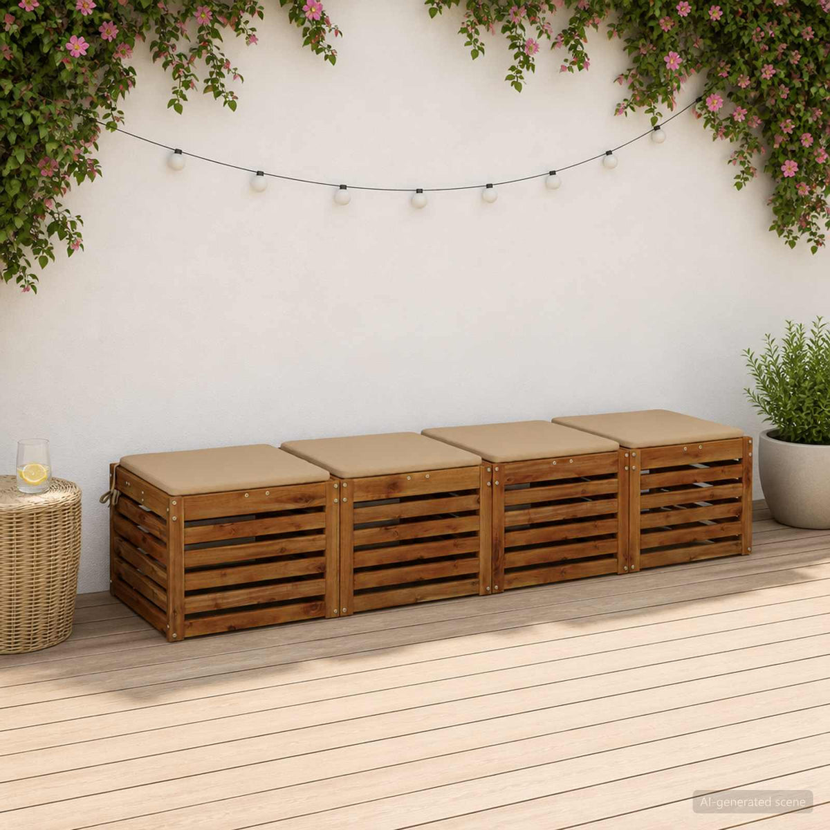 Seat Cushions SOEST 4 pcs 100% Polyester Sand 45 x 45 x 3 cm