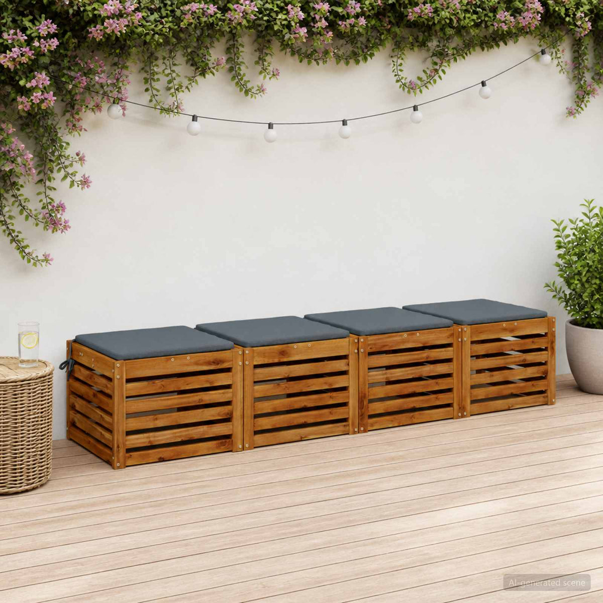 Seat Cushions SOEST 4 pcs 100% Polyester Blue 40 x 40 x 3 cm