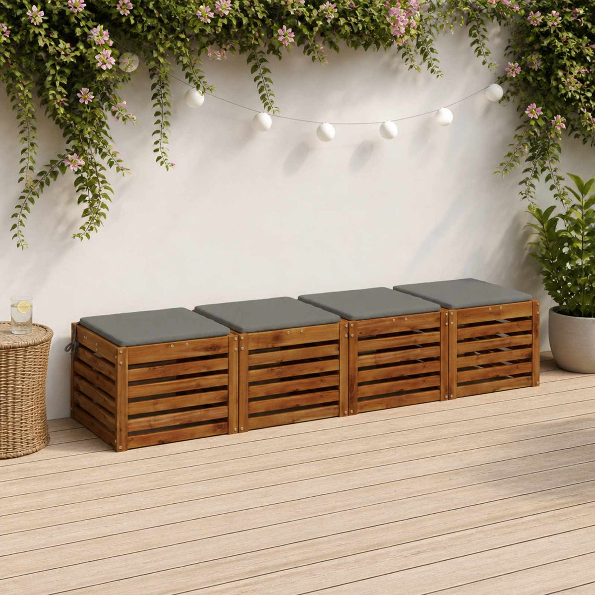 Seat Cushions SOEST 4 pcs 100% Polyester Grey 50 x 50 x 3 cm