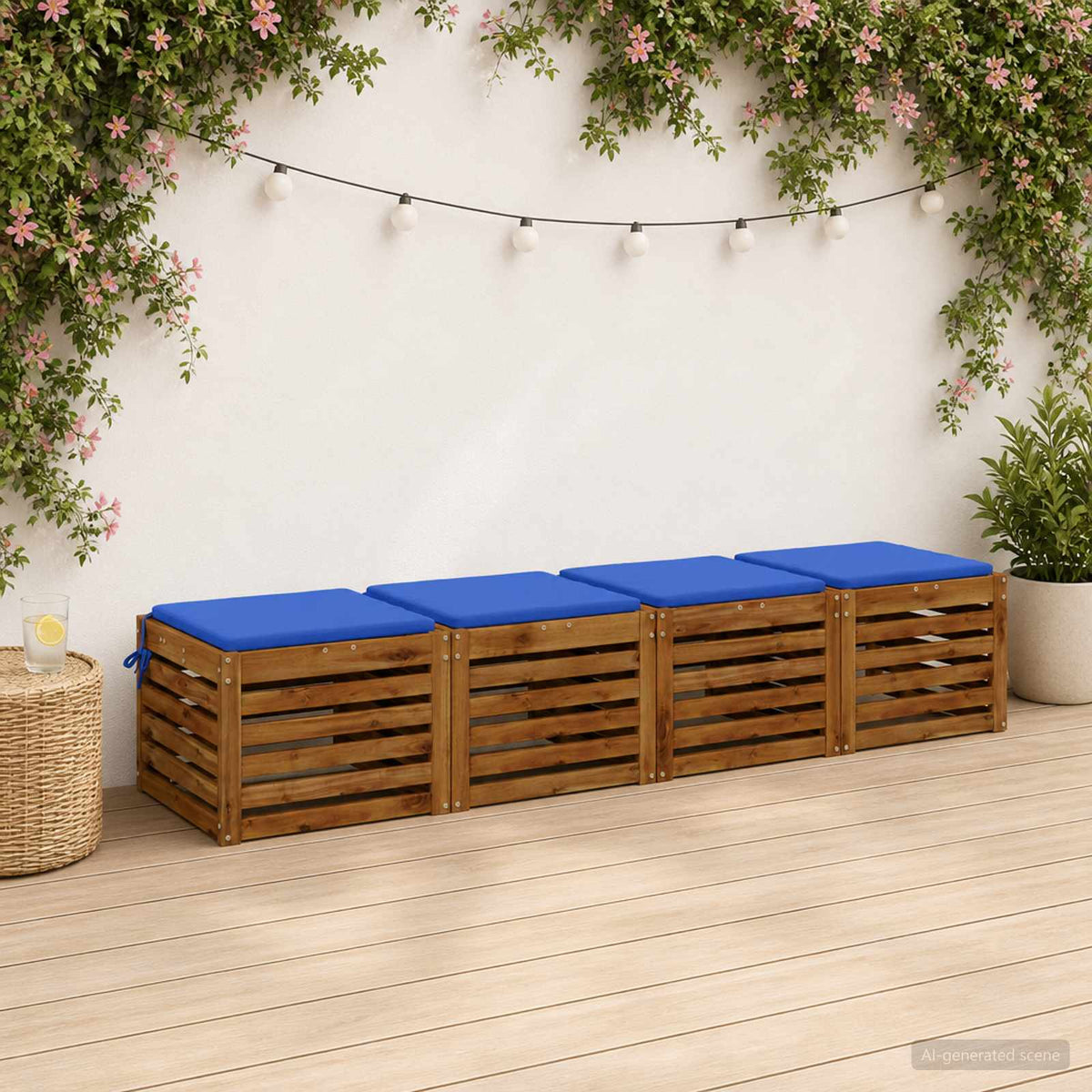 Seat Cushions SOEST 4 pcs 100% Polyester Royal Blue