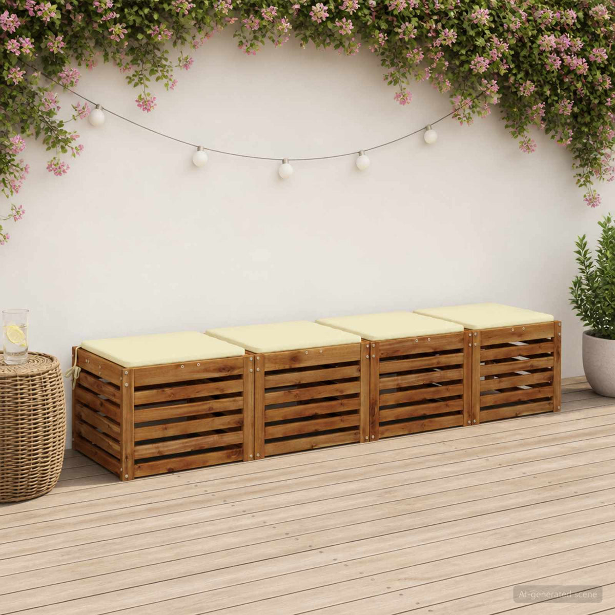 Seat Cushions SOEST 4 pcs 100% Polyester Cream 45 x 45 x 3 cm